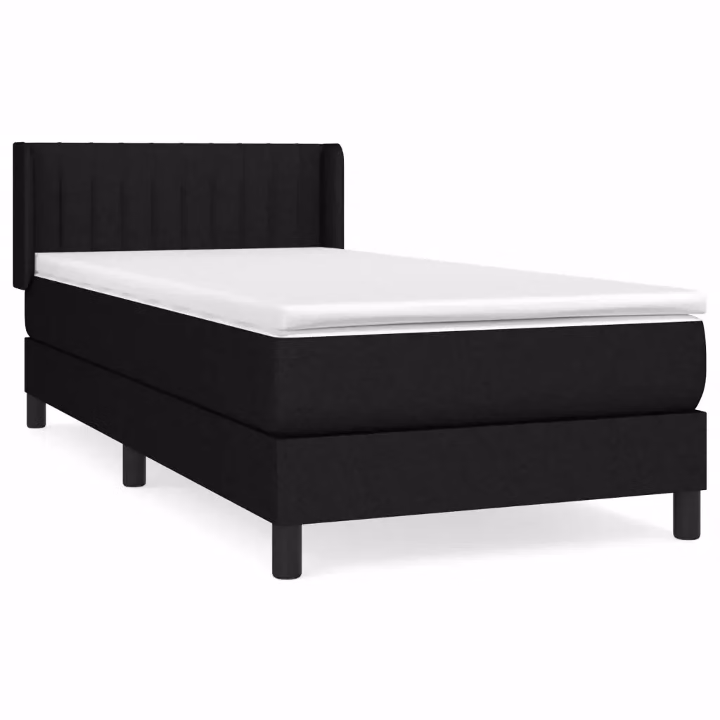 Letto Ibrido vidaXL con Giroletto a Molle e Materasso in Tessuto Nero e Bianco L/P/H: 90 x 200 x 88 cm – 2