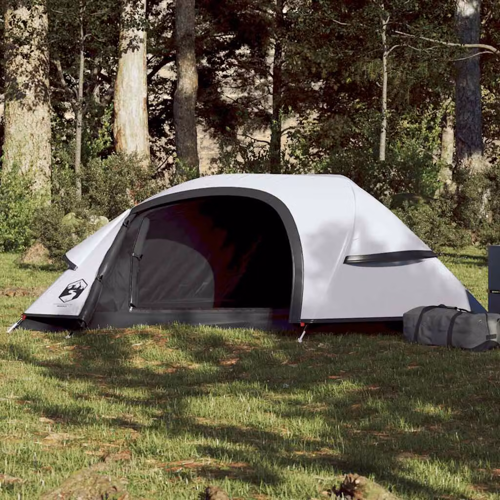 Tenda da campeggio a cupola vidaXL per 1 persona, colore bianco, in tessuto impermeabile di poliestere e fibra di vetro