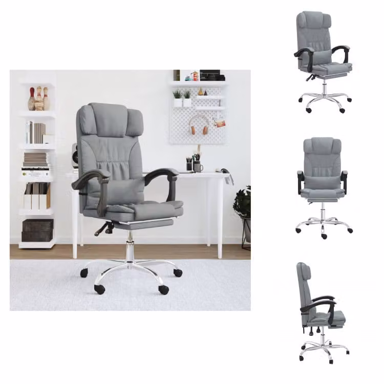 vidaXL Sedia da ufficio con funzione massaggio in tessuto grigio chiaro - Sedie da ufficio