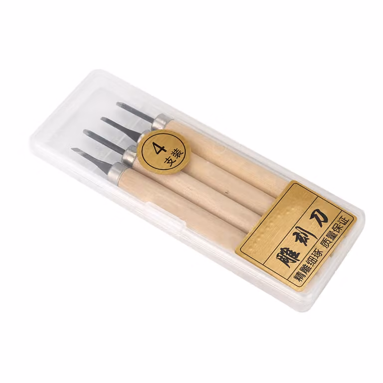 Set di 4 coltelli per intaglio del legno con affilatore, per timbri in gomma, strumenti per incisione manuale, (#2)