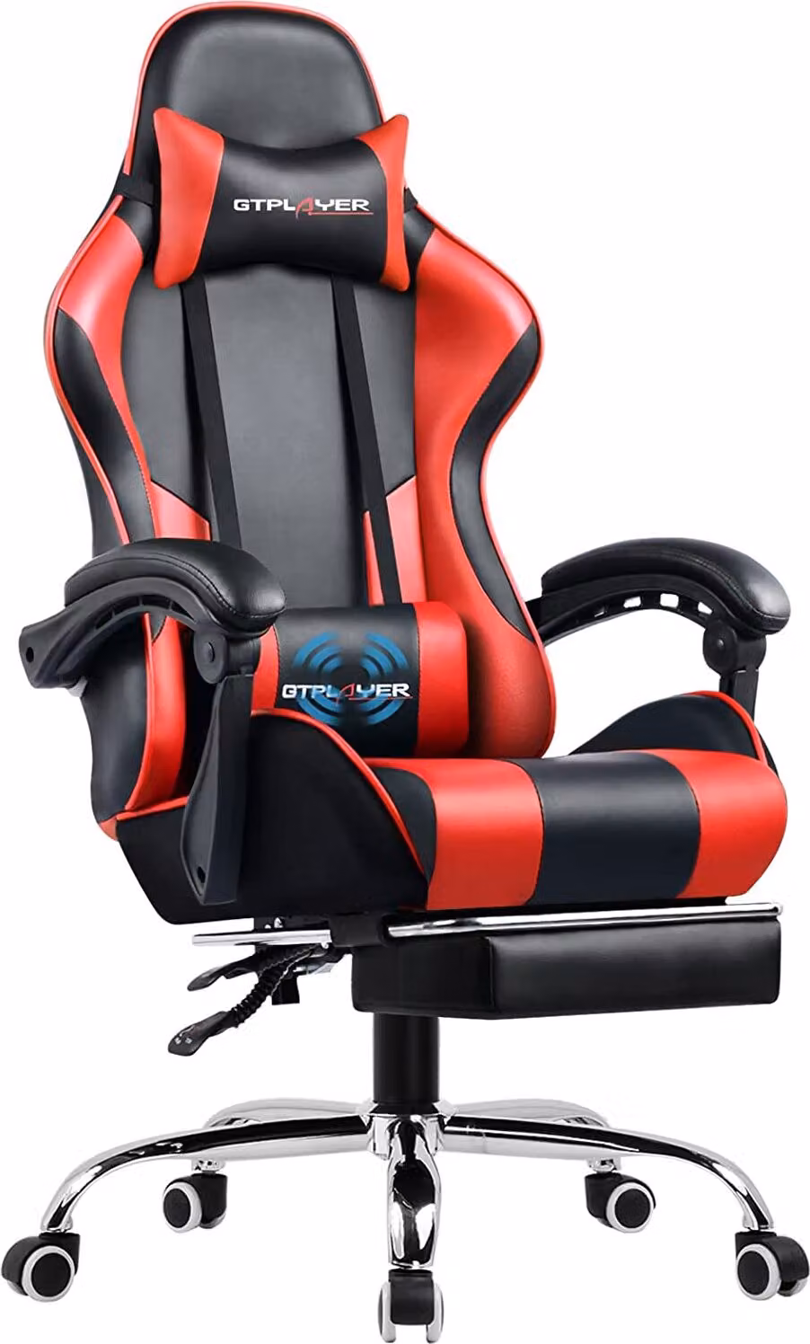GTPLAYER Sedia da ufficio Sedia da gioco Poltrona da gioco massaggiante Sedia da gioco ergonomica con poggiapiedi, poggiatesta cuscino lombare massaggiante, sedia da gioco imbottita, sedia girevole