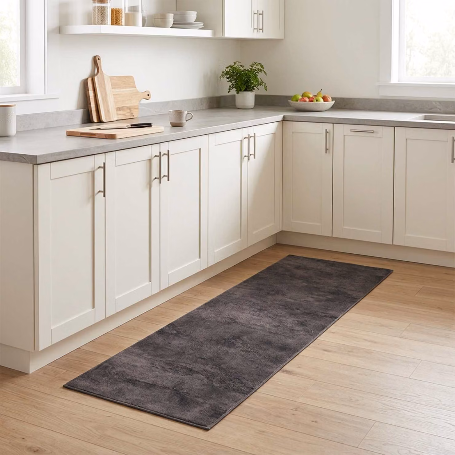 vidaXL Tappeto da Cucina Moderno Antiscivolo e Lavabile, Colore Nero e Grigio, L: 300 cm, P: 60 cm, 100% Poliammide