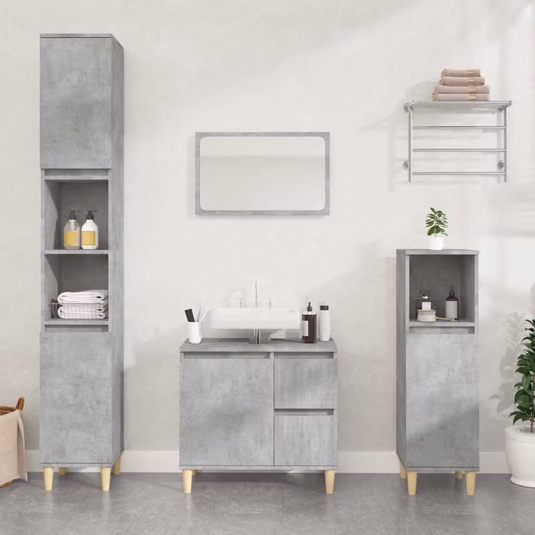 Armadietto da bagno moderno vidaXL in legno MDF grigio opaco L: 65 cm, P: 33 cm, H: 60 cm