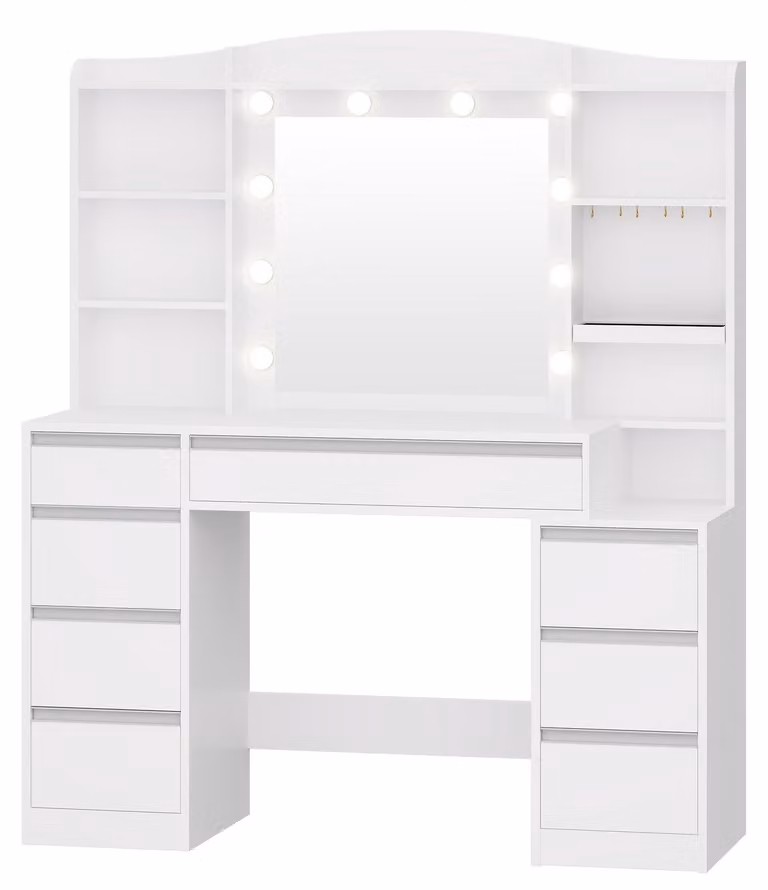 Tavolo da trucco - Comodino da trucco - Tavolo per il trucco - Tavolo per la bellezza - Organizzatore per il trucco - Illuminazione LED, 3 colori