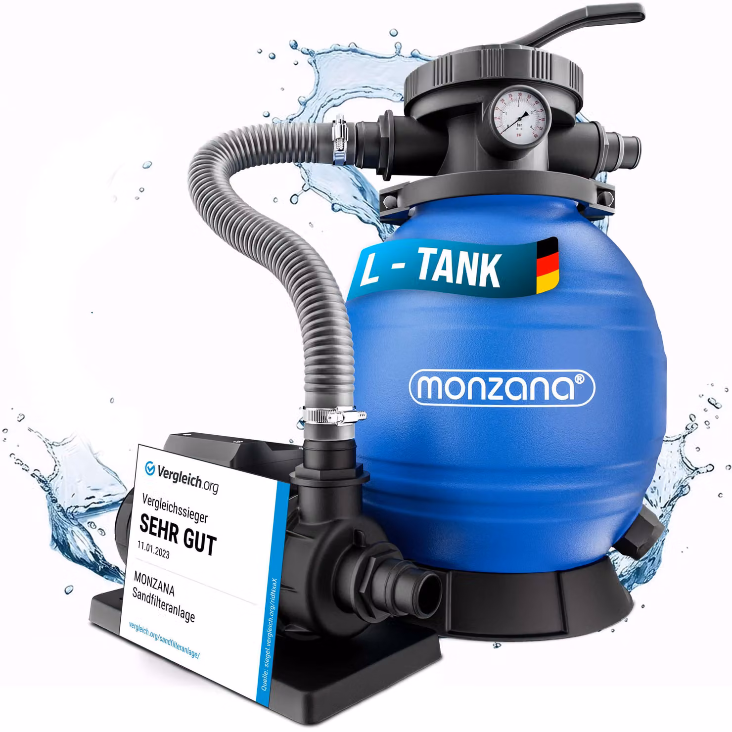 MONZANA Filtro Acqua per Piscina a 7 vie 10.200L/h