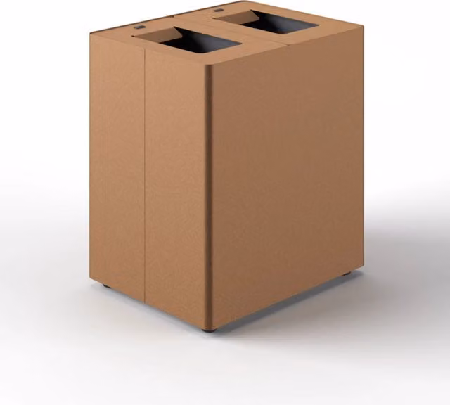 Pattumiera a 2 Scomparti Totale 90 L 56x44x 63 cm con Contenitori Interni in Acciaio Verniciato Corten