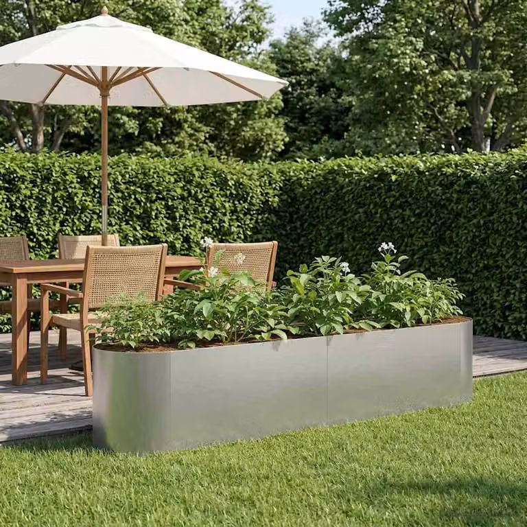 Letto rialzato da giardino vidaXL in acciaio zincato argento L/P/H: 200 x 40 x 40 cm