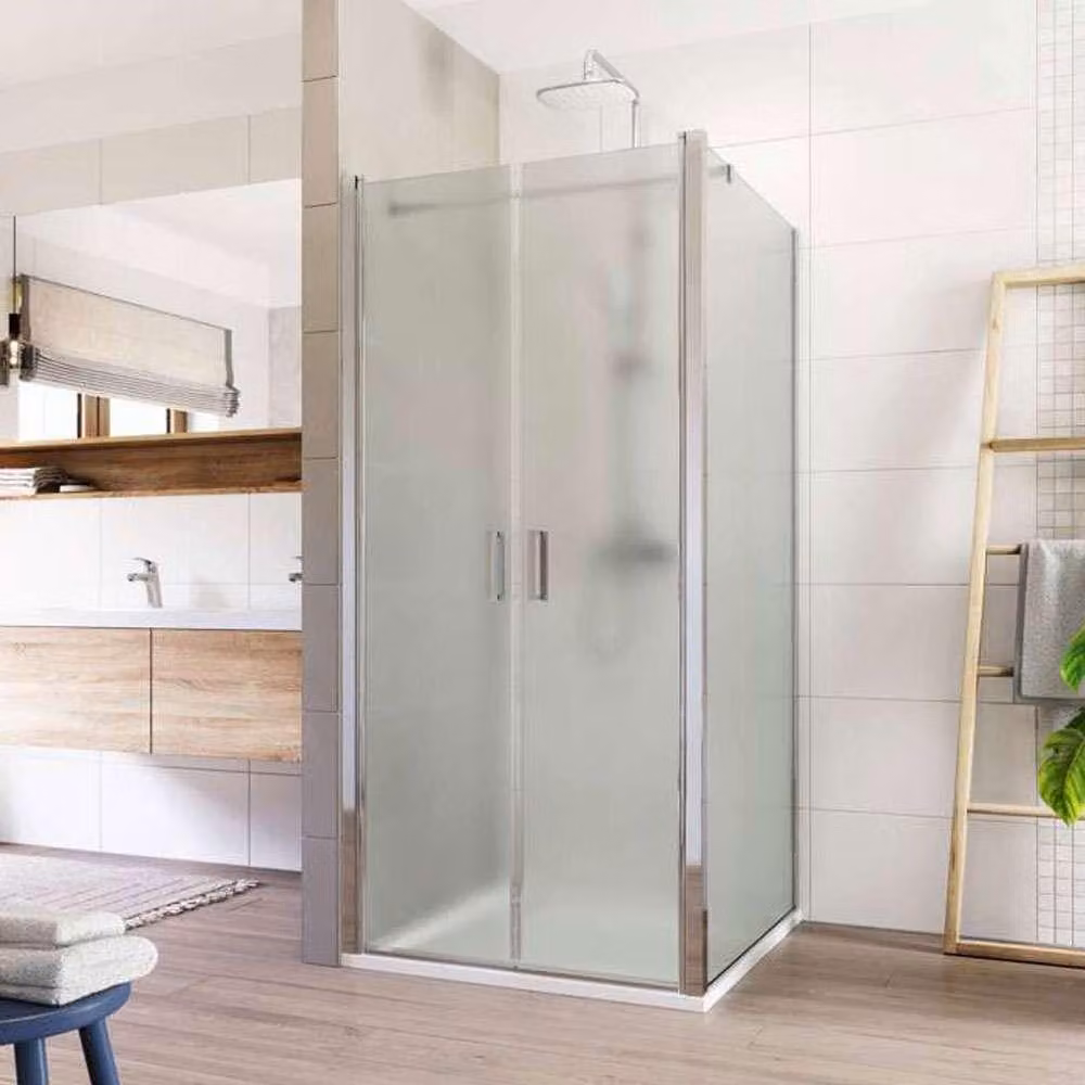 Cabina doccia Mereo, Lima, quadrata, doppia anta, volante, 120x120 cm, cromo ALU, vetro Point - CK86552K