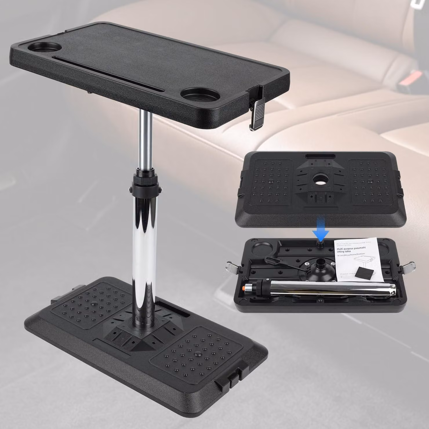 Tavolino portatile per auto, adatto per laptop, con altezza regolabile