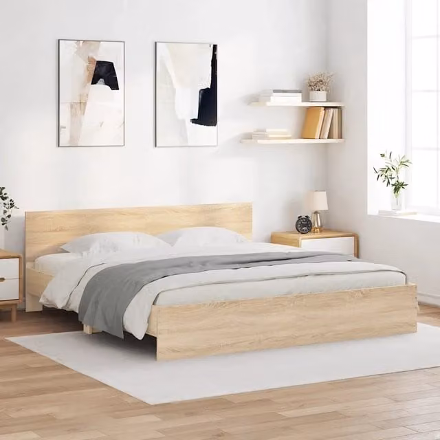 Giroletto con Testiera-Struttura Letto con testiera Rovere Sonoma 160x200 cm
