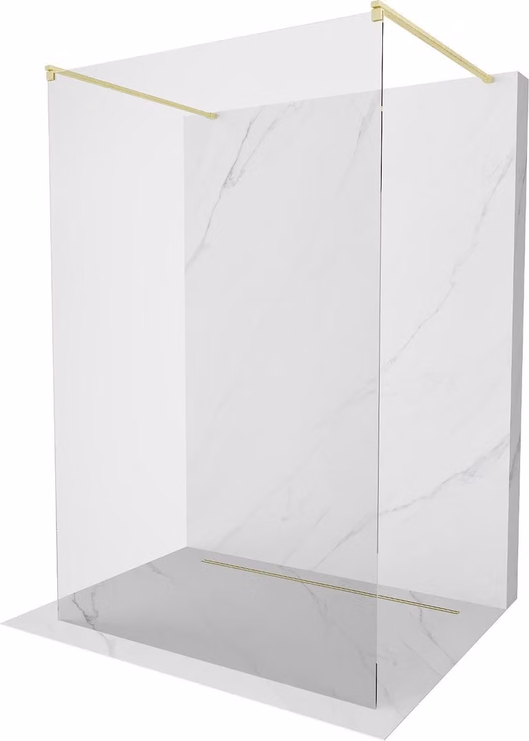 Mexen Kioto parete doccia indipendente 160 x 200 cm, trasparente 8 mm, oro spazzolato - 800-160-002-55-00