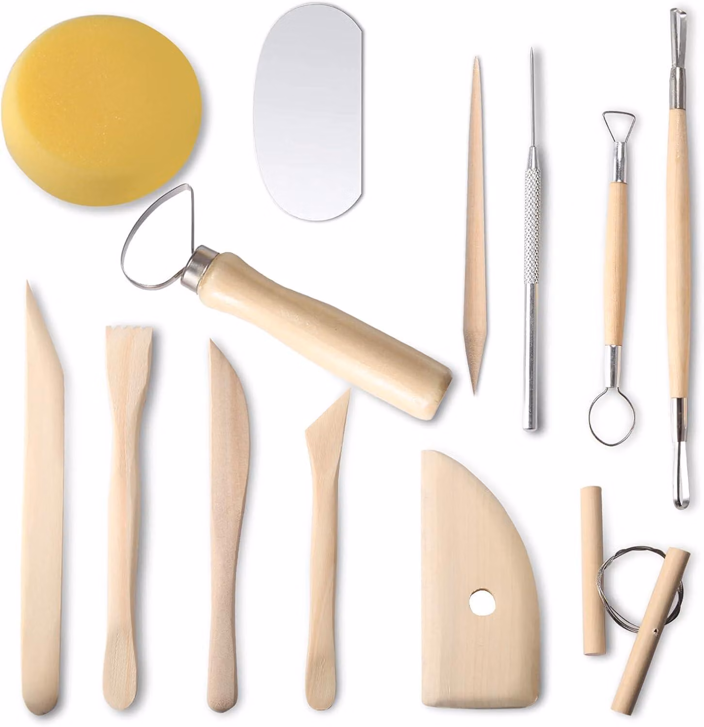 Set di strumenti Klei, composto da 13 pezzi, in legno e acciaio, per la lavorazione della Vetroceramica e la modellazione