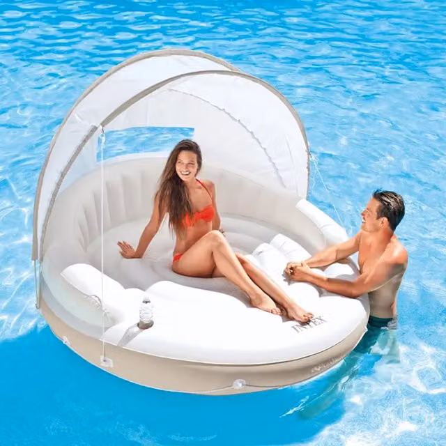 Lettino Galleggiante con Baldacchino Intex Bianco L: 199 cm, P: 150 cm