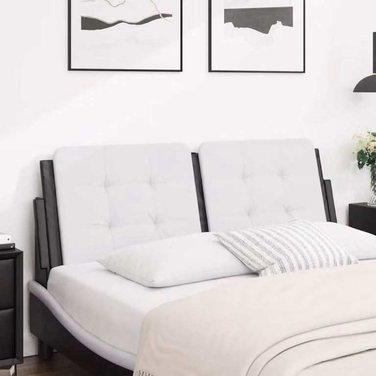 vidaXL Cuscino Testiera Zadar Bianco e Nero in Similpelle con Design Geometrico, Larghezza: 140 cm