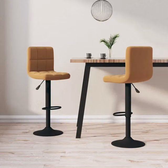 Set di 2 sgabelli da bar vidaXL in velluto marrone con base girevole a 360 gradi