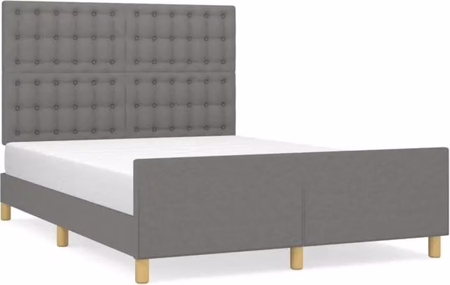 Letto matrimoniale | Letto per adulti | Giroletto senza Materasso Grigio Scuro 140x190 cm Tessuto