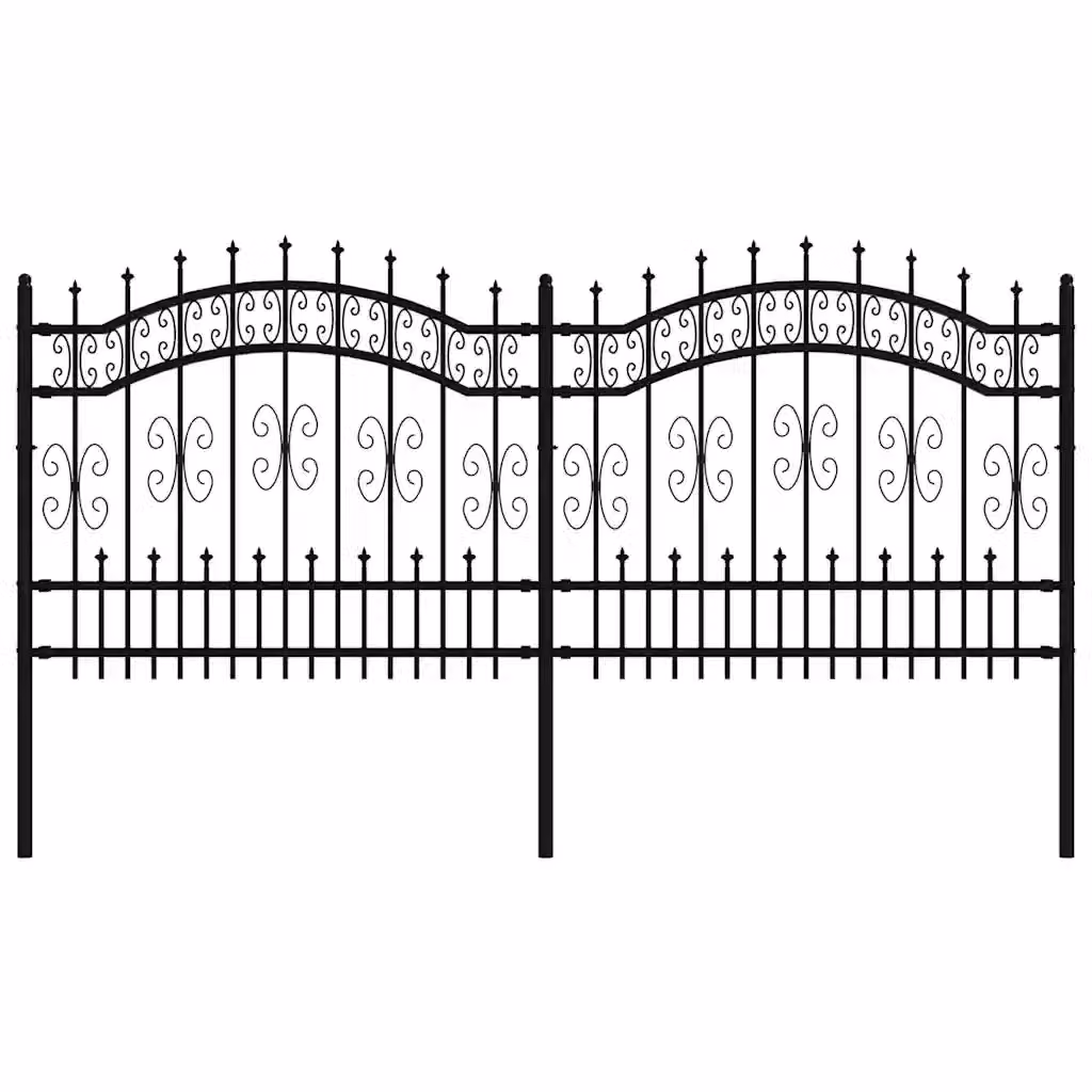 Recinzione da giardino vidaXL in acciaio con punta a lancia nera L: 240 cm, H: 100 cm – 2