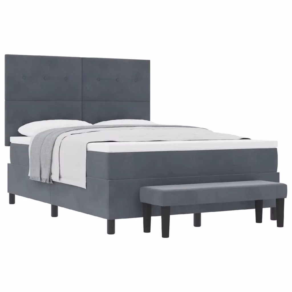 Letto moderno con testiera in velluto grigio vidaXL L/P: 140 x 200 cm – 2