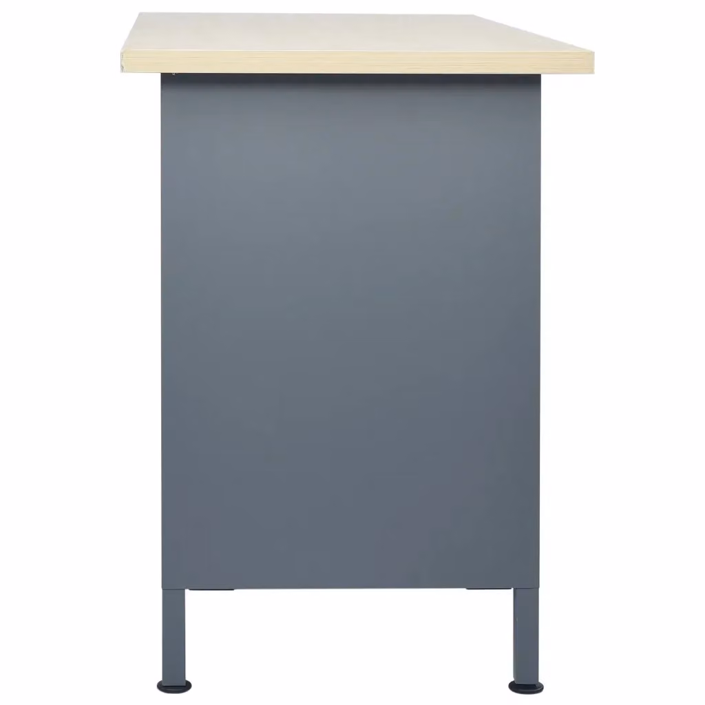 Banco da lavoro regolabile in altezza vidaXL in acciaio e legno, nero e grigio, L 120 cm, P 60 cm, H 85 cm – 2