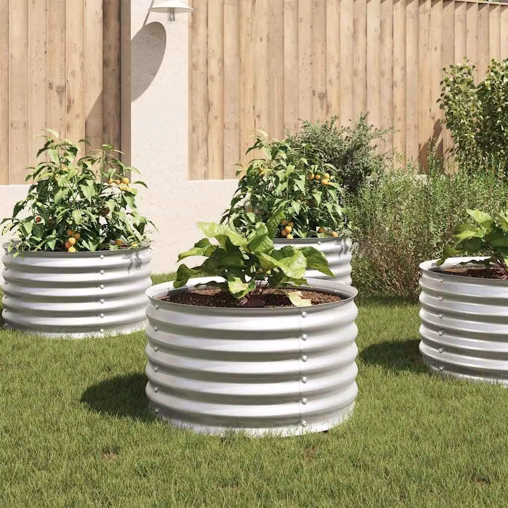 Letto rialzato da giardino vidaXL in acciaio zincato argento L/P/H: 80 x 80 x 44 cm