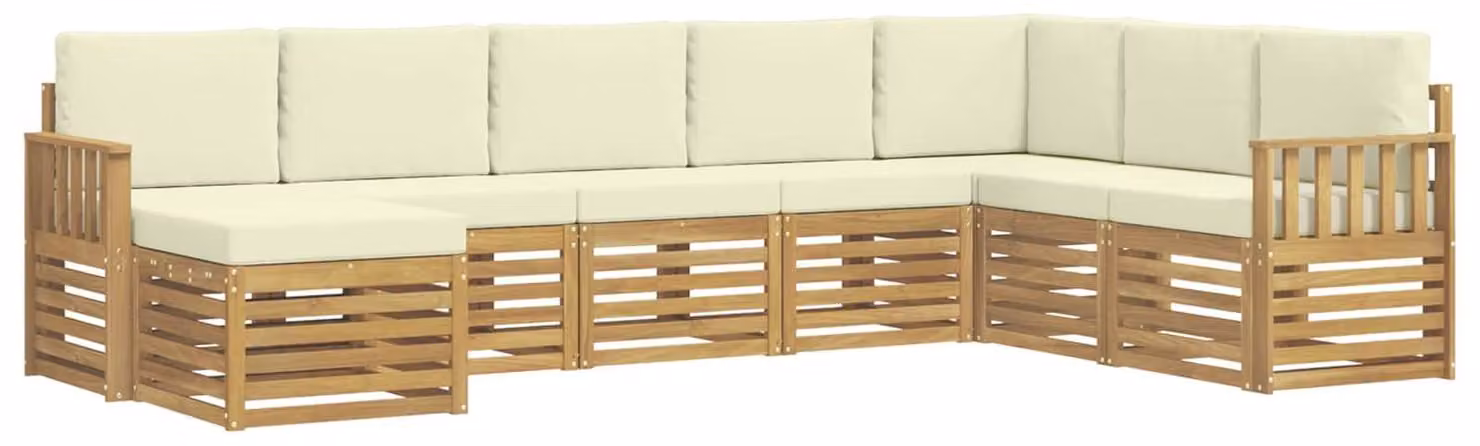 Set di divani da esterno, 8 pezzi, bianco e crema