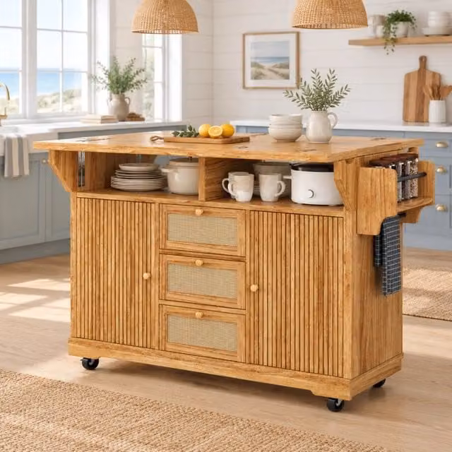 Carrello da cucina pieghevole 142,5 x 80 x 95 cm marrone scuro