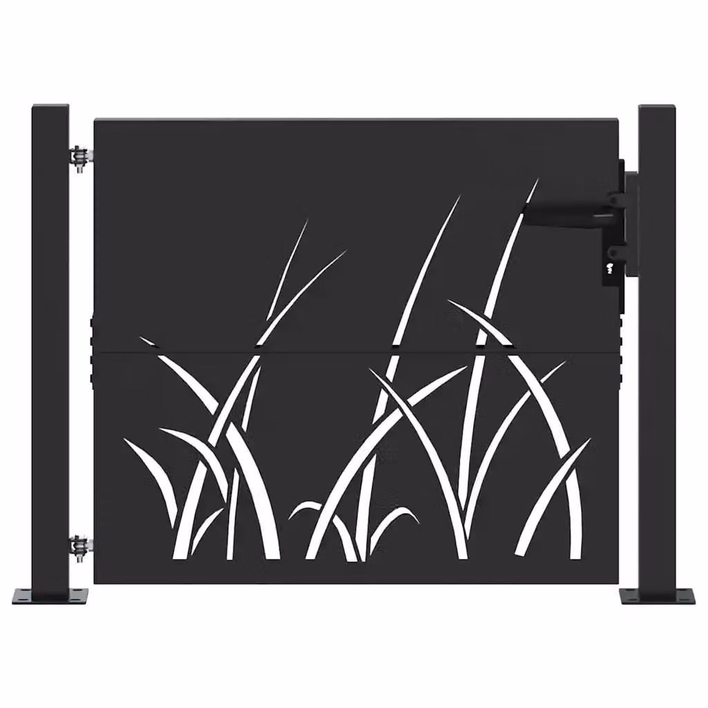 Cancello singolo da giardino vidaXL in acciaio nero semi-trasparente L: 110 cm, H: 105 cm – 2
