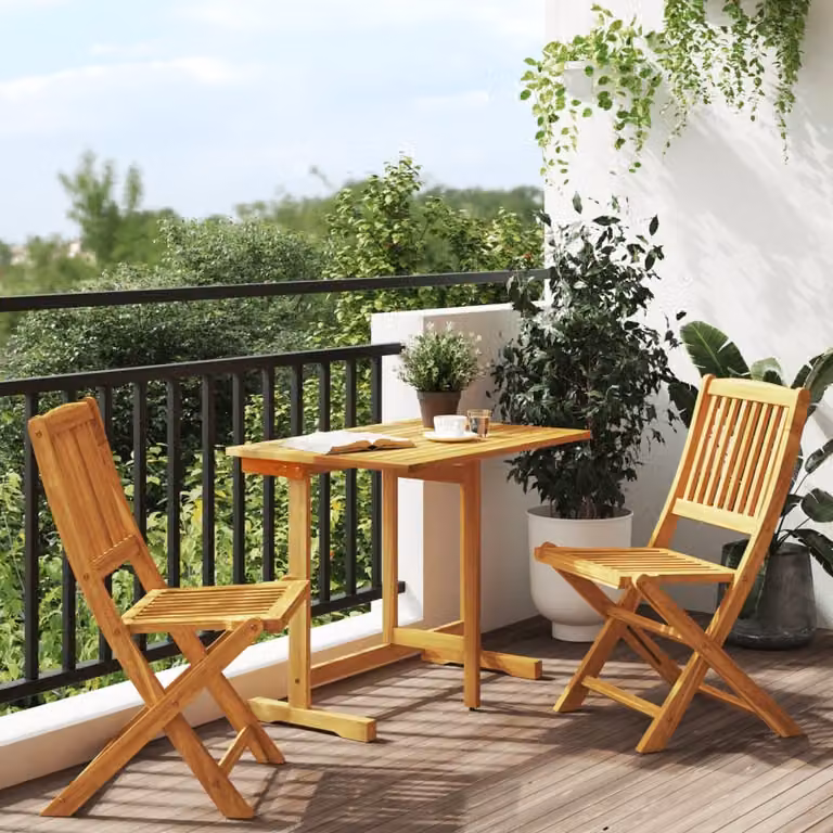 Set da Pranzo da Giardino Pieghevole 3 pz vidaXL in Legno di Acacia Marrone