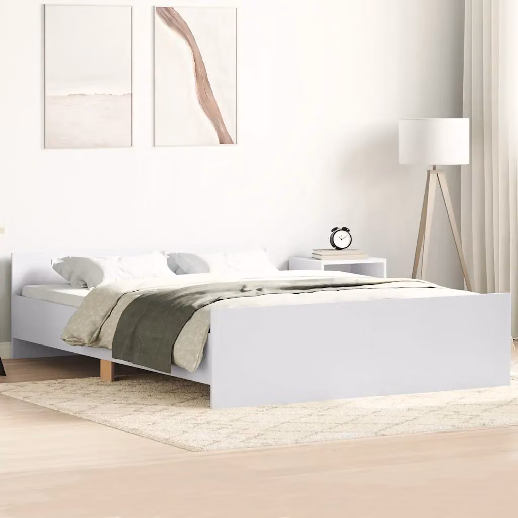 vidaXL Giroletto con Testiera e Pediera Bianco L/P/H: 203 x 150 x 153 cm