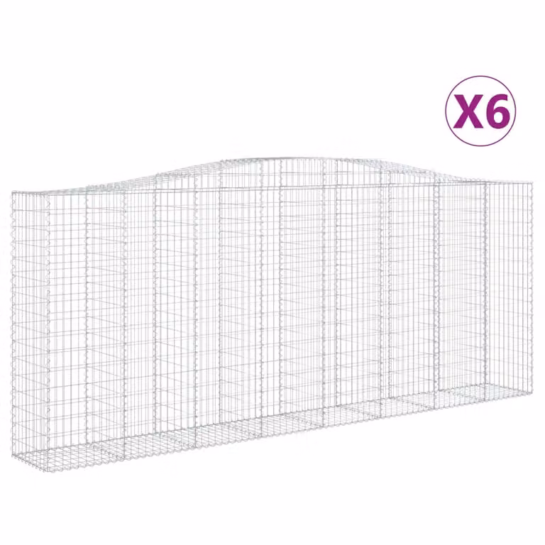 Cesti Gabbioni ad Arco 6 pz 400x50x160/180 cm Ferro Zincato