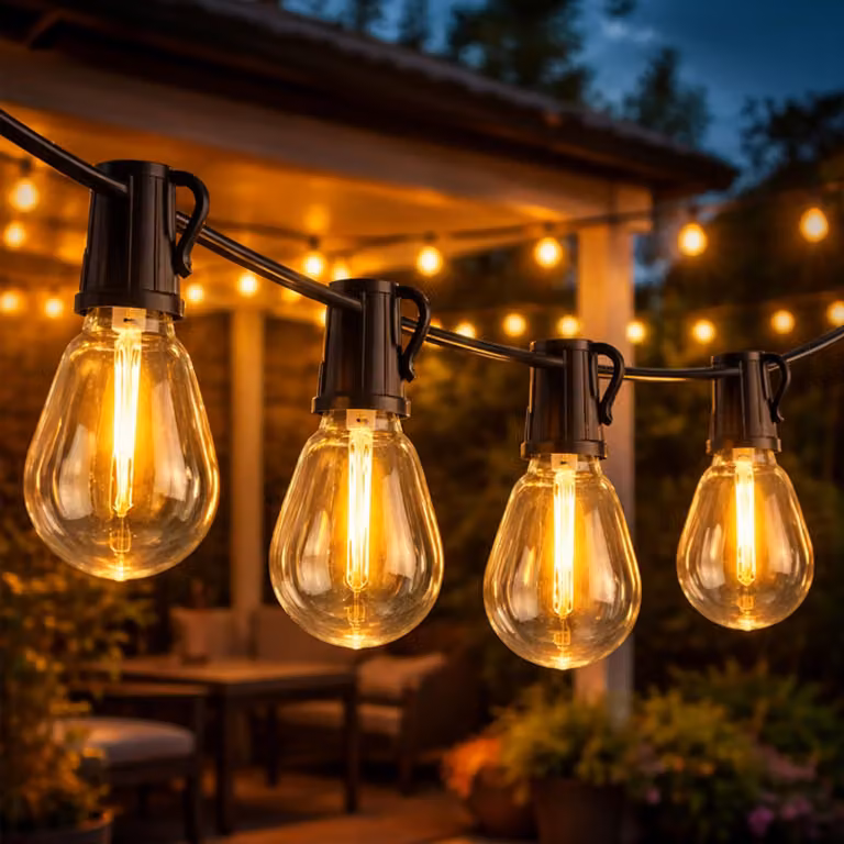 Catena luminosa LED da 7,5 metri, adatta per uso esterno, con grado di protezione IP65, luce bianco caldo, con connettori