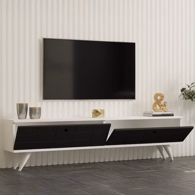 Tresana Mobile Porta TV Moderno con 2 Ante, Nero Antracite, L 160 cm x P 25 cm x H 35 cm