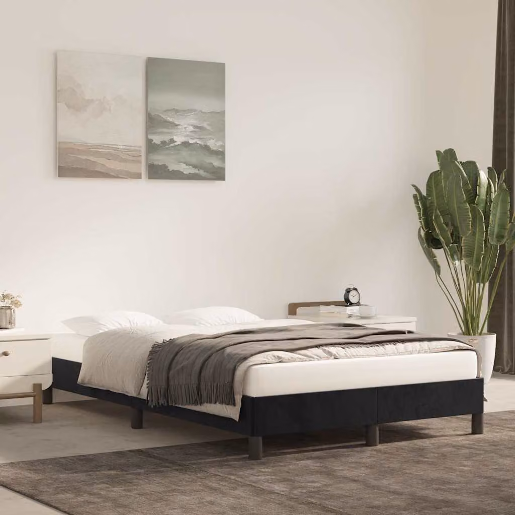 Giroletto vidaXL in velluto nero con struttura in legno e doghe, L/P/H: 120 x 200 cm