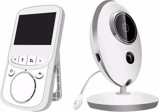 Baby Monitor Marviotek con Video e Audio, Display LCD da 2.4 Pollici, Visione Notturna, Sensore Temperatura e Funzione Two-Way Talk, Bianco