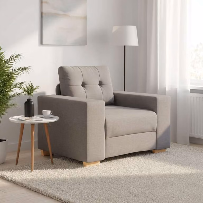 Poltrona moderna vidaXL in tessuto beige e grigio con braccioli L/P/H: 100 x 78 x 80 cm