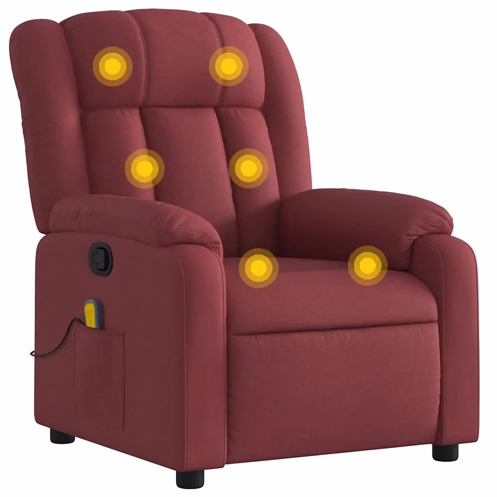 Poltrona relax reclinabile vidaXL in tessuto rosso con braccioli e struttura in legno e metallo – 2