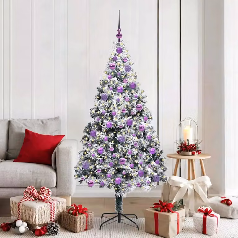 Albero di Natale artificiale vidaXL con luci LED bianco e verde, Altezza: 180 cm, Diametro: 115 cm