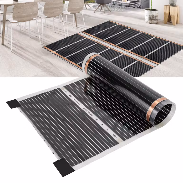 Foglio riscaldante Jopassy 220 Watt/m2, set di fogli riscaldanti, riscaldamento a pavimento adatto per 3m2, infrarossi-elettrico, LxL: 200x50cm (per pezzo)