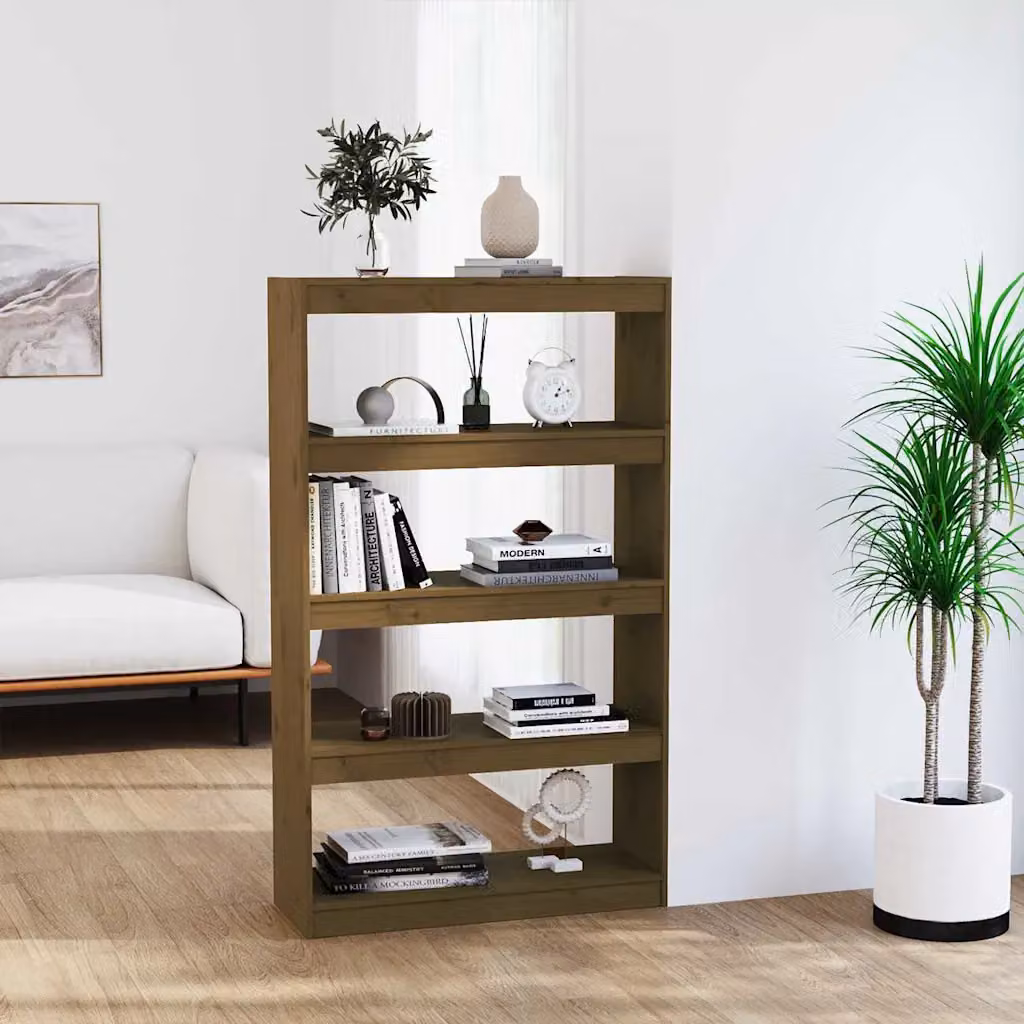 Libreria/Divisorio vidaXL in Legno Massello di Pino, Colore Ambra, L 80 cm x P 30 cm x H 135,5 cm