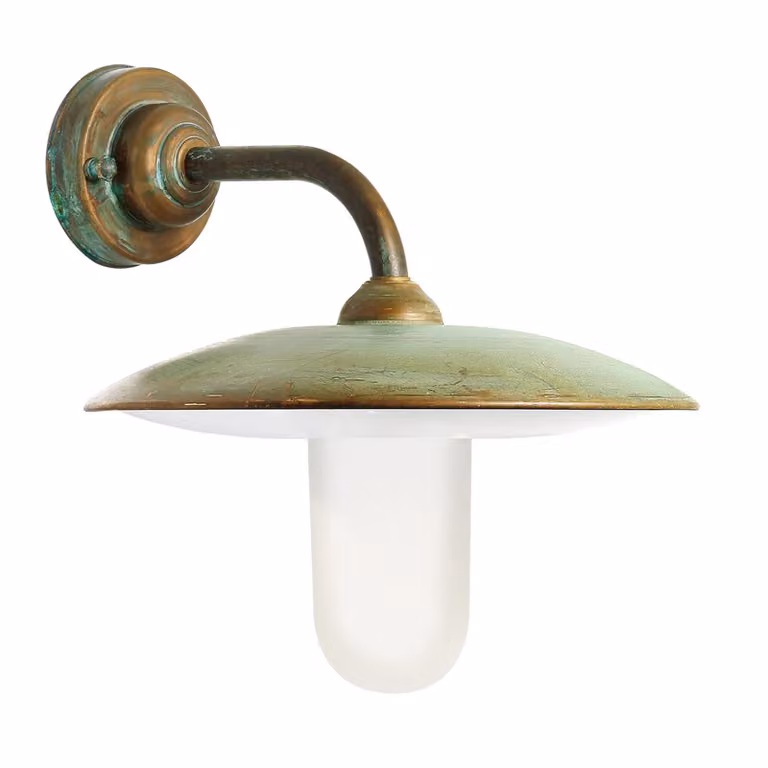 Moretti Luce Applique da esterni Casale, vetro opale e rame CASALE, dimmerabile, Bronzo / Ottone antico, Ottone, Campagna / Rustiche