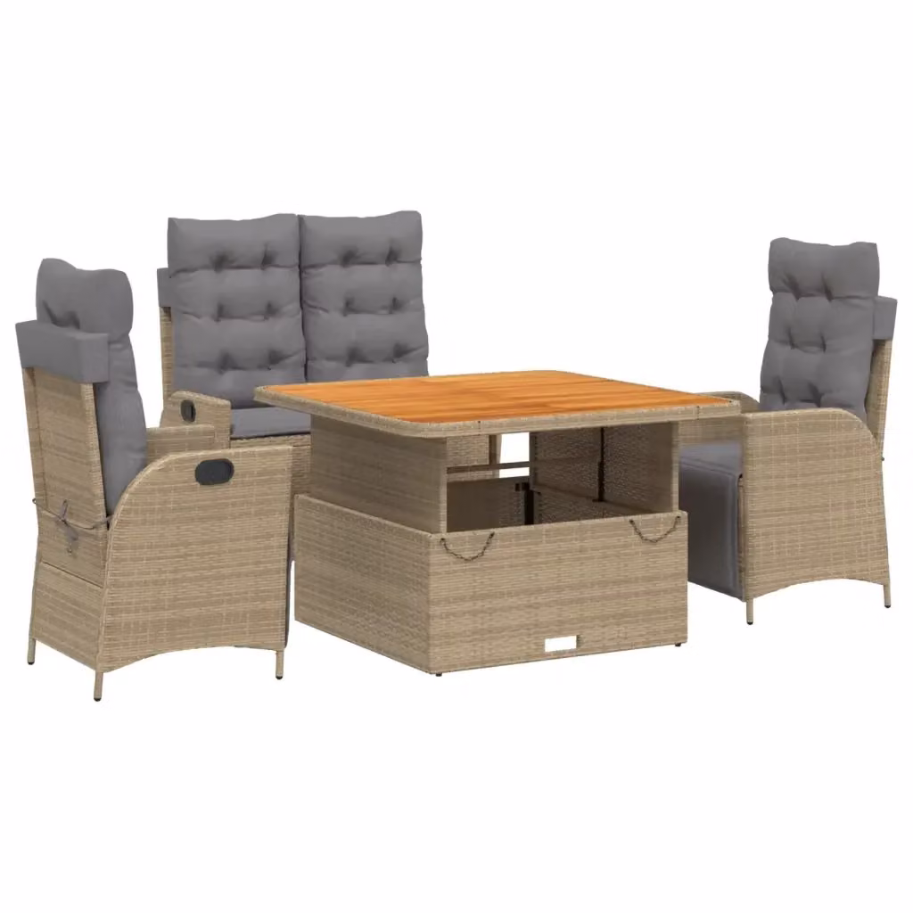 Set da pranzo da giardino vidaXL in legno di acacia oliato con 4 sedie, ideale per terrazzo o balcone – 2