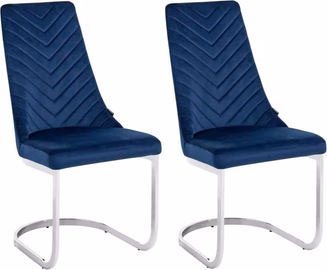 Set di 2 sedie da pranzo BELIANI in velluto blu navy con schienale alto e base a sbalzo per soggiorno e cucina