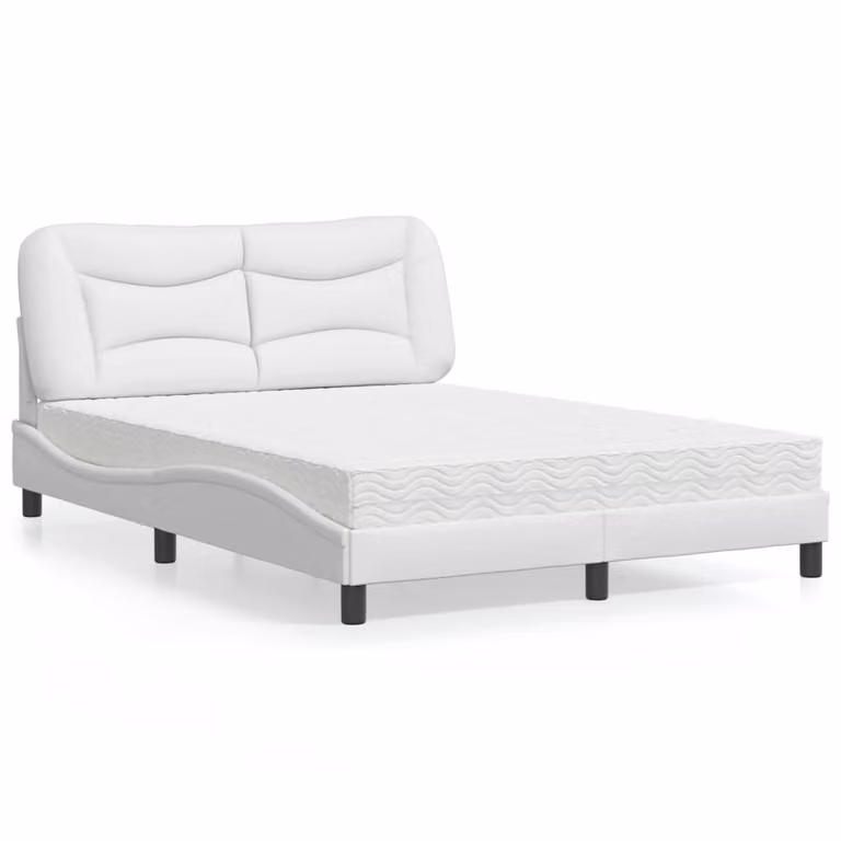 Letto con Materasso Hvar vidaXL Bianco in Similpelle L/P: 140 x 200 cm