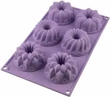 Stampo per muffin Silikomart Fantasy in silicone viola, 6 cavità rotonde, L: 7,5 cm, P: 4 cm, H: 4 cm