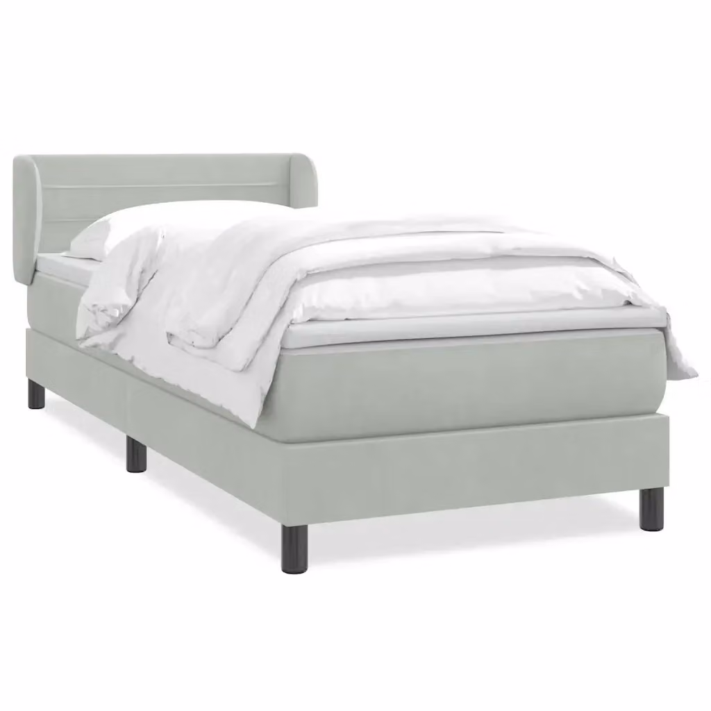 Letto Ibrido vidaXL con Giroletto a Molle e Materasso in Velluto Grigio e Bianco L/P/H: 83 x 213 x 300 cm – 2