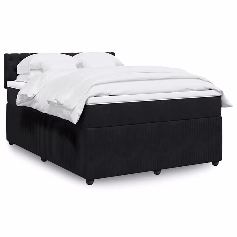 vidaXL Giroletto a Molle con Materasso Ibrido in Velluto Nero L/P/H: 140 x 190 x 100,5 cm