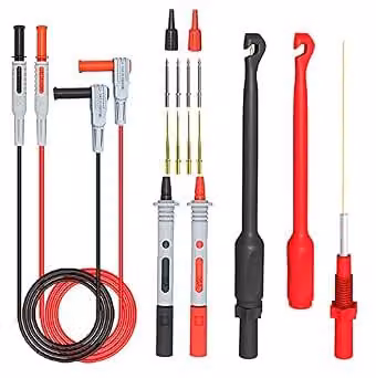 Kit di cavi di prova per multimetro, 14 pezzi, rosso e nero - durevoli e sicuri - ideali per test elettrici