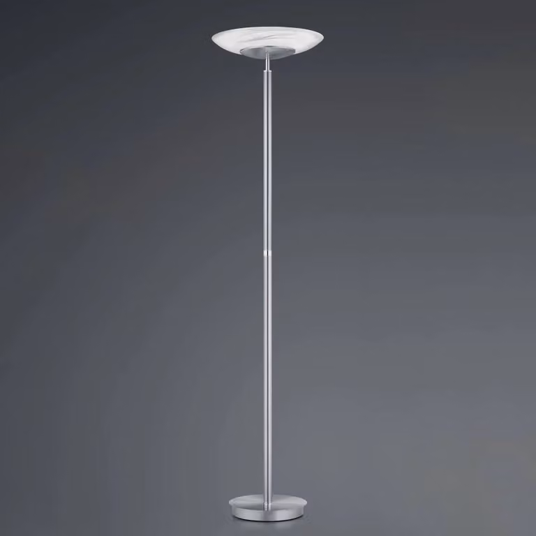 HELL Lampada da terra con luce lettura Findus, dimmerabile, Alluminio / Grigio / Zincato, Soggiorno / Sala da pranzo, Metallo, Moderno, Lampada LED da terra