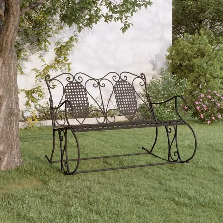 The Living Store Panca a dondolo a 2 posti 113 cm in acciaio nero