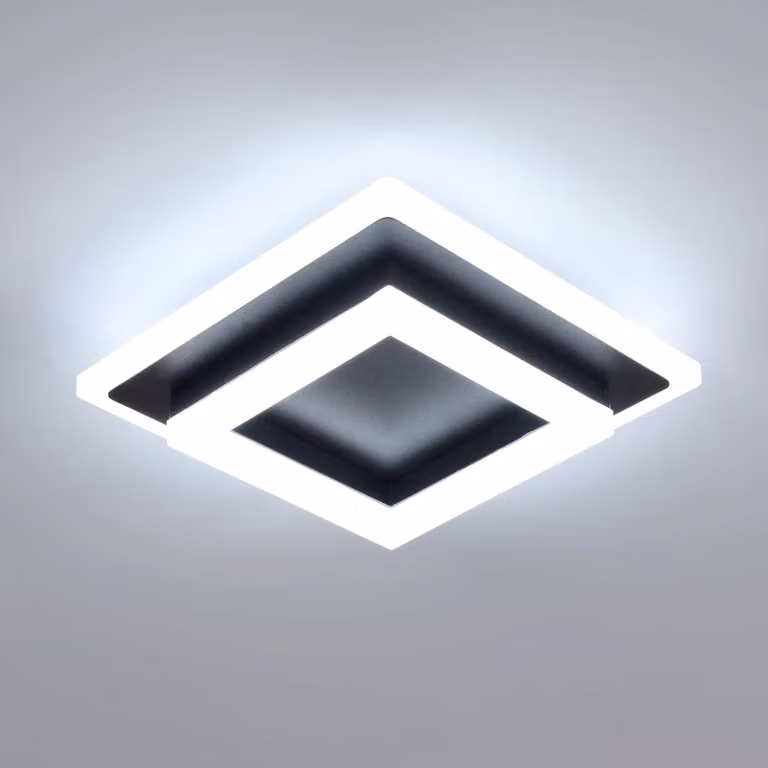 SENQIU, plafoniera a LED, 24W, lampada da soffitto a LED quadrata – nera, 6500K, 20 cm